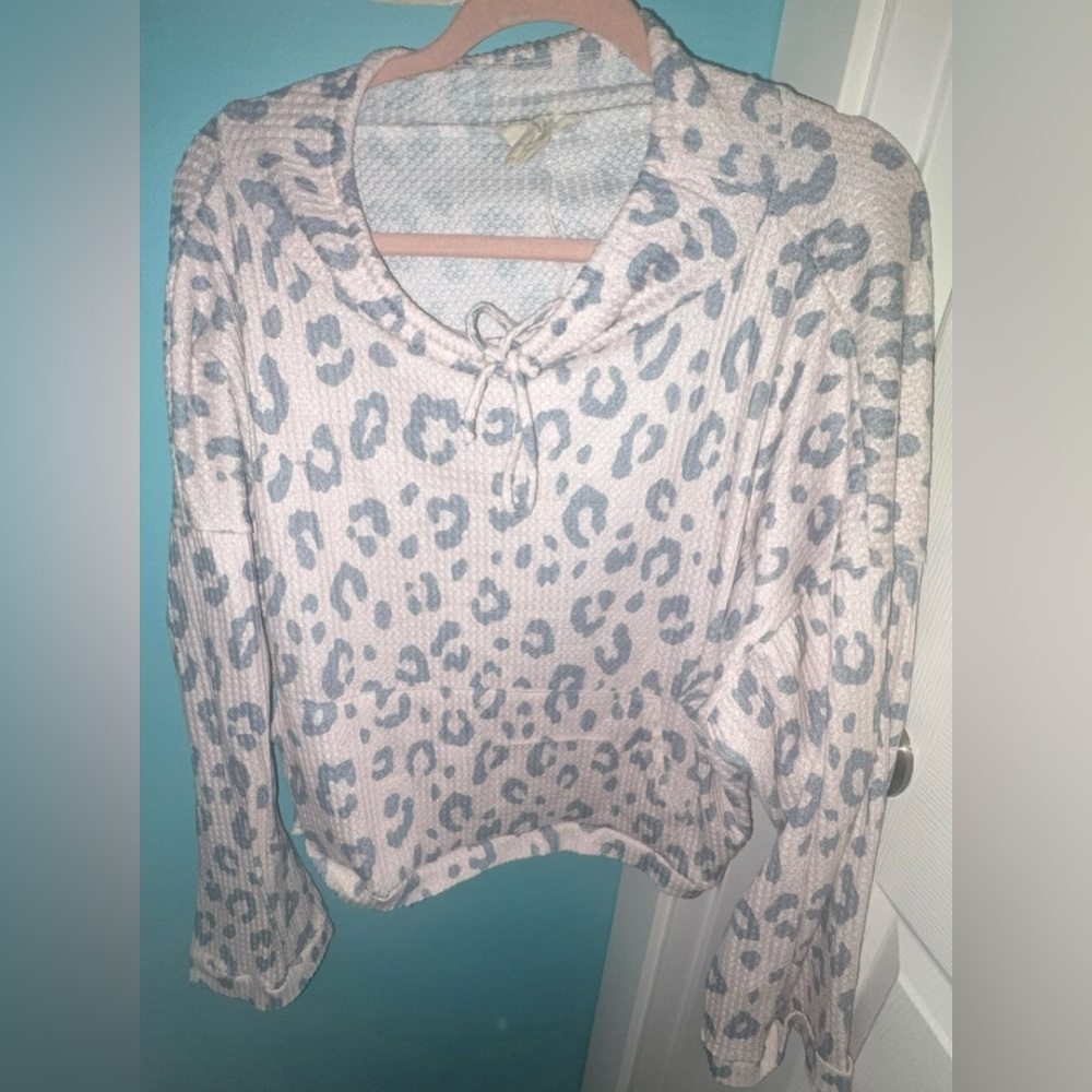 Fantastic Fawn Light Pink and Gray Leopard Pullover
